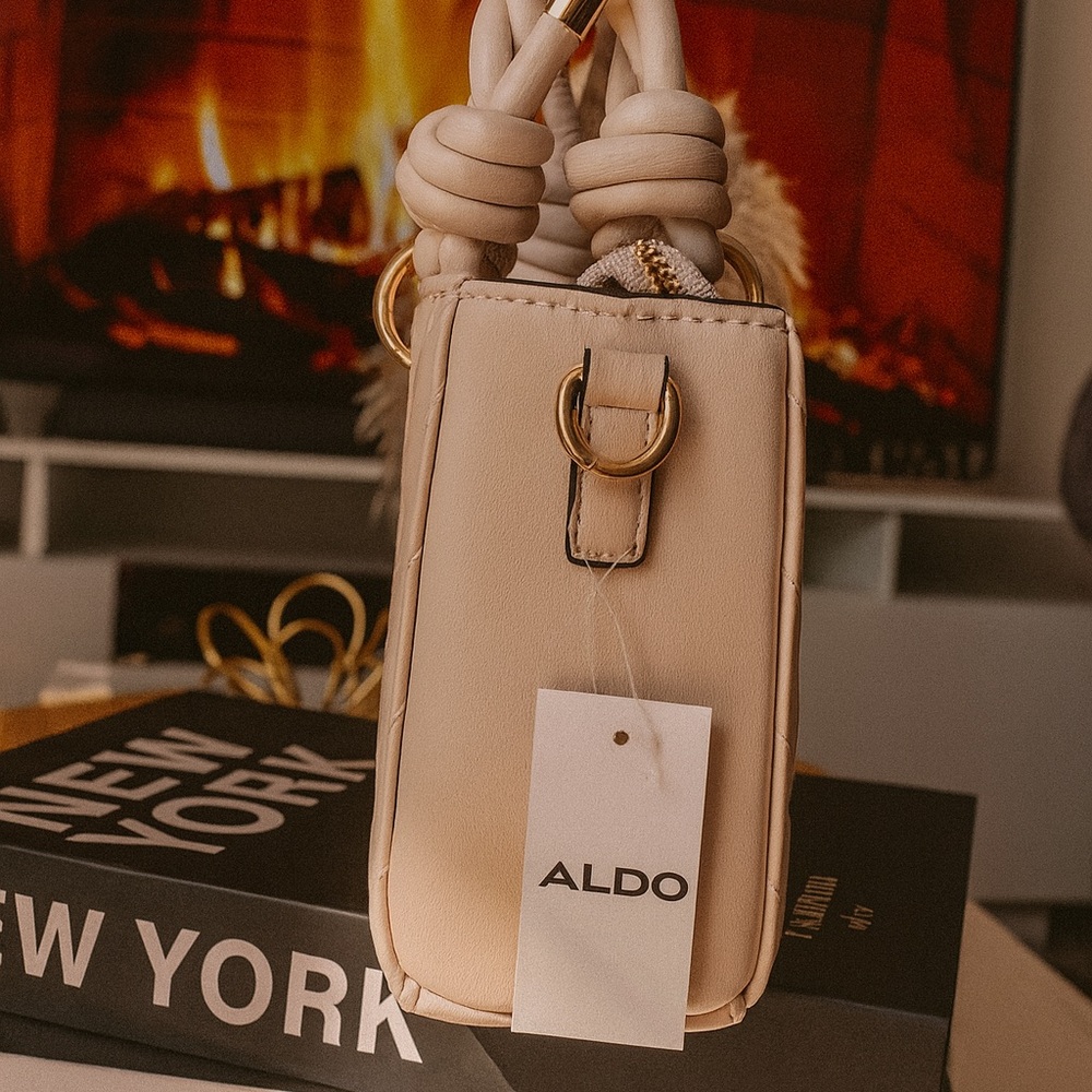 Aldo Beige Mini Bag with Gold Accents